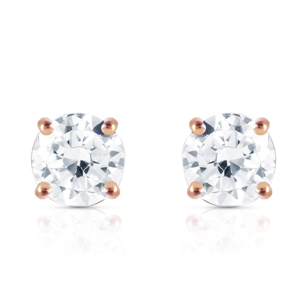 14K. GOLD STUD EARRINGS WITH 0.80 CT. H-I, SI-2 DI - Picture 2 of 2